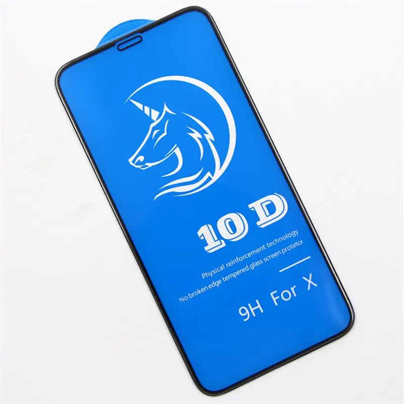 20 штук 10D Защитное стекло для iphone 6 6S 7 8 стекло для iphone 7 6 8 X R XS Max защита экрана 6 7 8 plus стекло черный