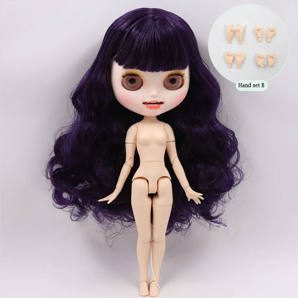 like the picture Ледяной обнаженный Blyth кукла No. BL169 фиолетовые волосы резные губы открытый рот матовые индивидуальные лицо сустава тела 1/6 bjd - Цвет: like the picture