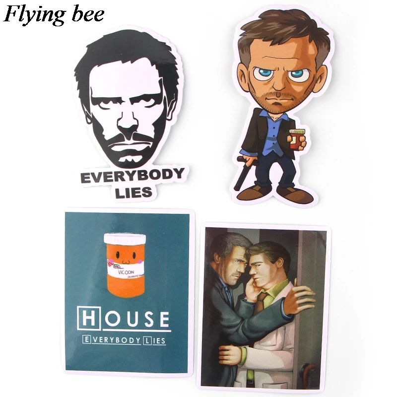 20 компл./лот(17 шт./компл.) Flyingbee Доктор Хаус ТВ шоу доктор наклейки для DIY Чемодан ноутбук скейтборд велосипед наклейки X0728