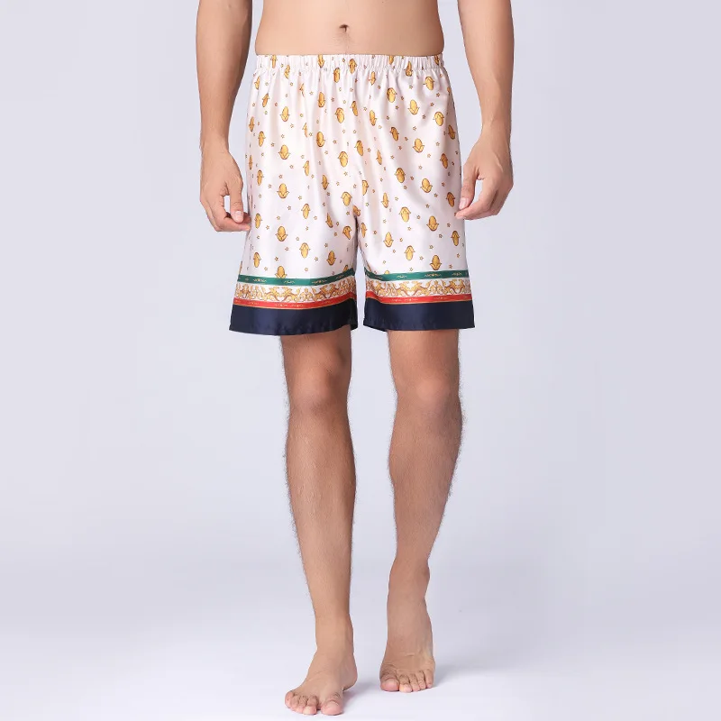 Пижамные шорты для мужчин Сезон весна лето Домашняя одежда из атласного шелка