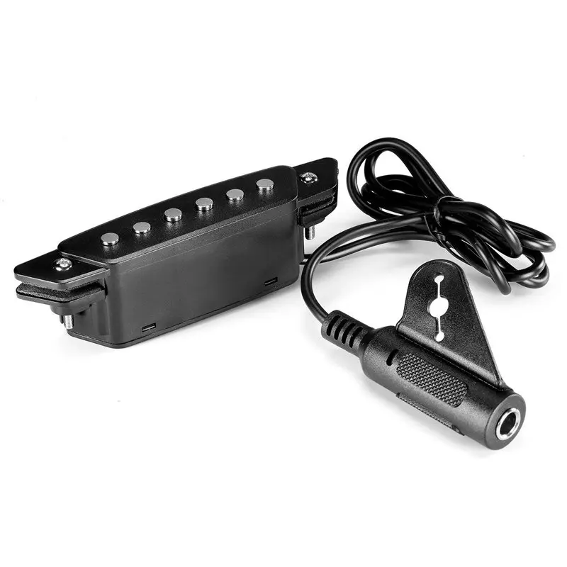 SH-85 Black 6 Hole Soundhole Pickup with Active Power Strap End-Pin Jack for Acoustic Guitar | Спорт и развлечения
