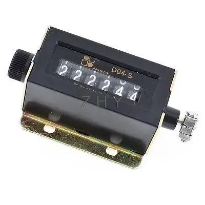 

D94-S 6 Digits Resettable Rotary Knob Pull Design Counter Black