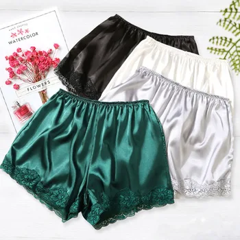 

2020 summer Women Men Home Sleep Tracksuit Bottom Short Pants Plus Size Satin Kitten Silky Elastic Waist Pajama Nightwear Shorts