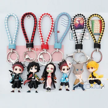 

New 2Style Suit Anime Demon Slayer Keychain Brinco Blade Of Ghost Key Chains Choker Kamado Tanjirou Same Fans Gift