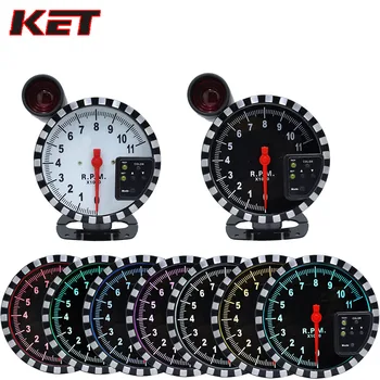 

KET 5 Inch Car digital Tachometer Gauge RPM 11000K Gauge for 1-10 cylinder engine vehicles 7Color Backlight LED Shift Light rpm
