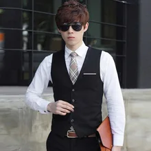 Men's Solid Color Waistcoat Work Clothes Business-Style Single-Breasted Suit Vest-Run
