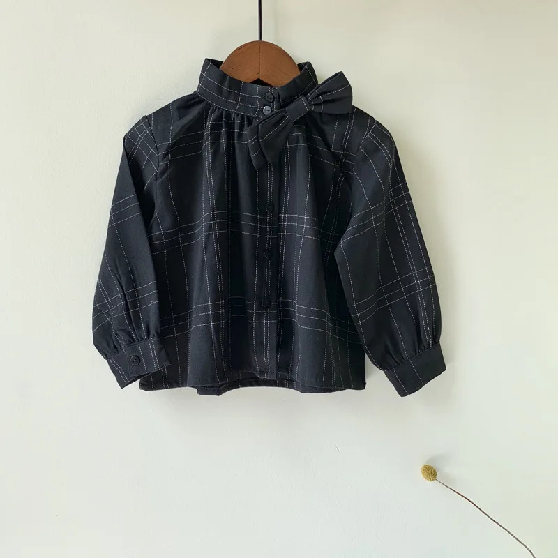 Online Ropa de bebé para niños otoño ropa de manga larga de algodón escuela Inglaterra estilo camisas niñas blusas niños arco camisa
