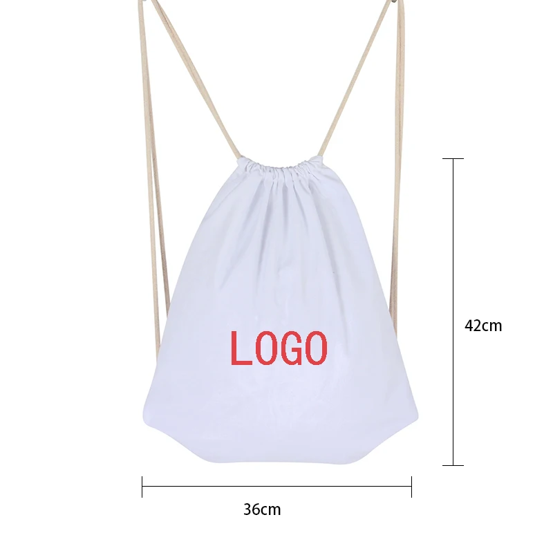 white 1 шт. 36 см* 42 см женский рюкзак с принтом логотипа, дорожная мягкая сумка для покупок, Хлопковая Сумка на шнурке, школьная сумка - Цвет: white