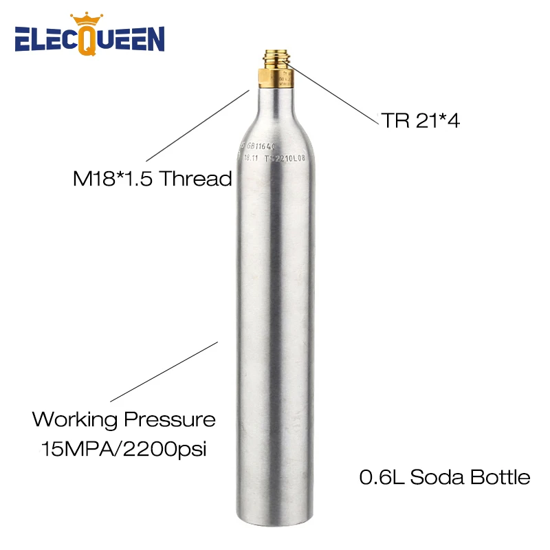 0.6l Soda Cylinder Co2 Bottle Tank,150bar/2200psi High Pressure Soda