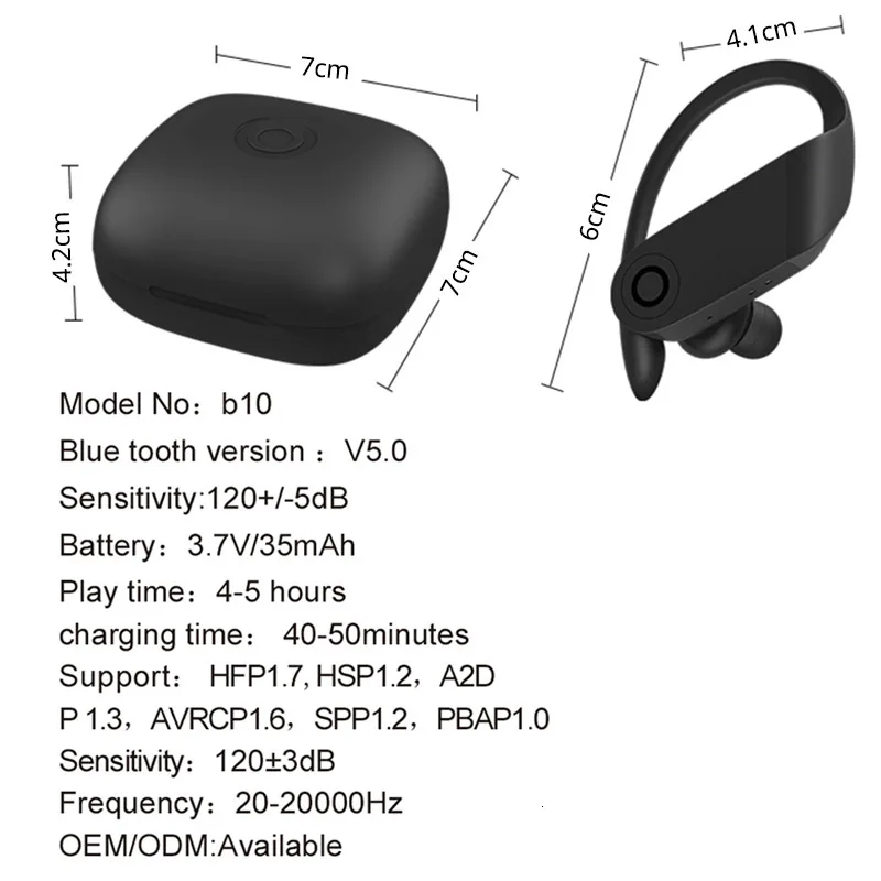 Всплывающие беспроводные наушники B10, Bluetooth 5,0, водонепроницаемые, 6D, стерео гарнитура, спортивные наушники с микрофоном, PK i200 tws i500