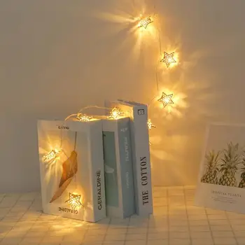 

10 LED Metal Star String Lamps Metal Long Life Energy Conservation Party Christmas Wedding Home Decor Battery Lights