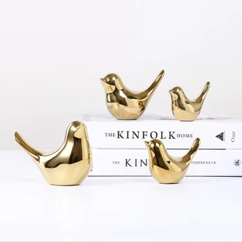 

Northern European Creative Gold Electroplated Ceramic Bird Crafts Ornaments Home Living Room Model Room Decorations New Products