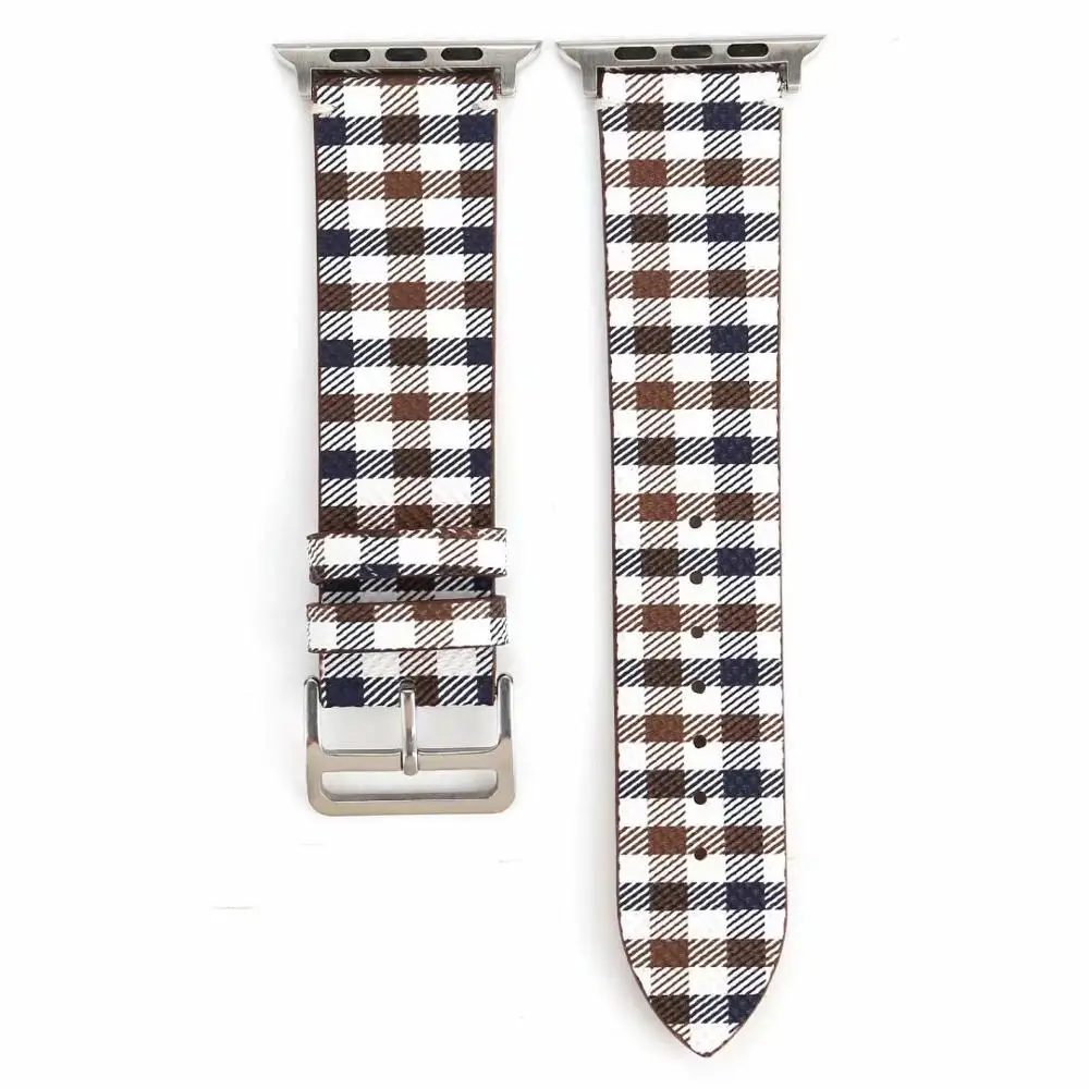 Pattern 1 Tschick(Клетчатый узор) узорный кожаный браслет ремешок для наручных часов Apple Watch Series 4/3/2/1 gen замена для ремешки для часов iwatch - Цвет ремешка: Pattern 1