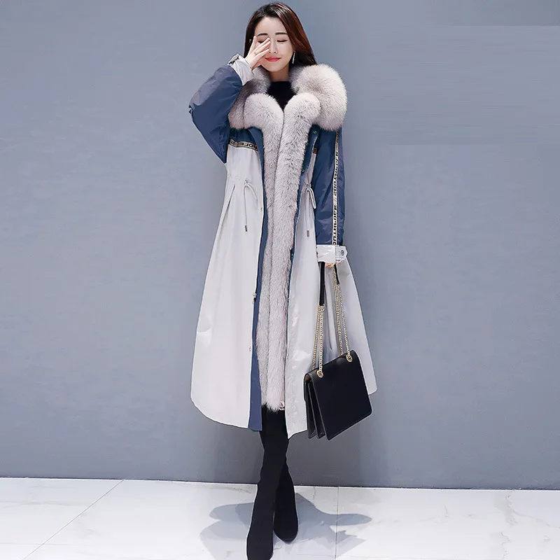 

AliExpress Pike Cotton Coat Women's over-the-Knee Long 2019 New Style Winter Warm Large Fur Collar Cotton-padded Jacket Coat