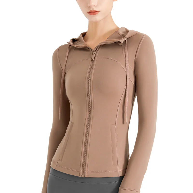 

Спортивная Женская куртка на молнии, пальто для йоги, дышащая куртка для фитнеса, толстовки для бега, спортивная одежда с дырками для большого пальца, Топ с длинным рукавом для тренировок в тренажерном зале