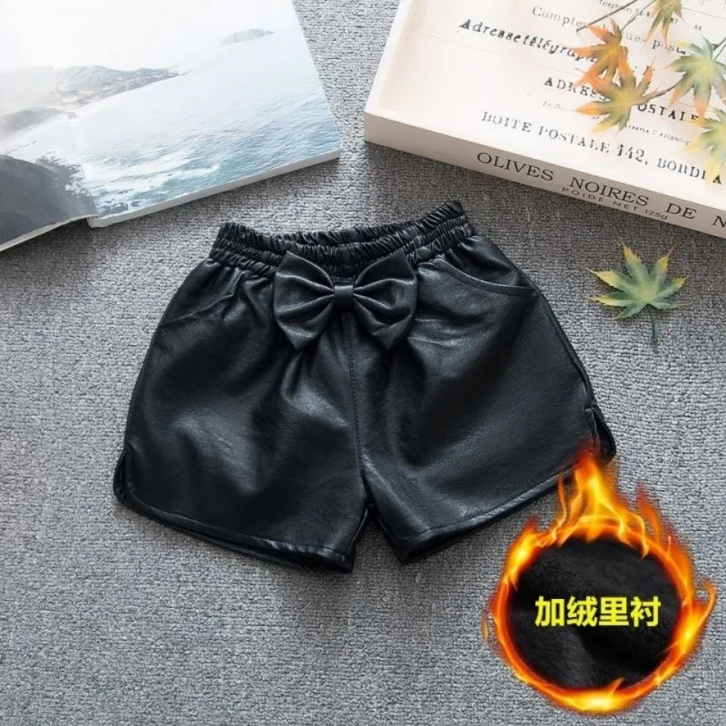 100-160 Cm Spring Autumn Girl Fashion Pu Leather Shorts Baby Kids Children Clothes