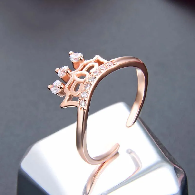 Bague Ringen кольцо из стерлингового серебра пробы с короной из циркона розового золота модные ювелирные украшения свадьба Вечеринка Подарки