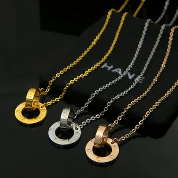 

Fashion Pendant Necklace Titanium Steel Jewelry Personality Classic Style Double Three Colors Gift for Lovers 2019 new hot