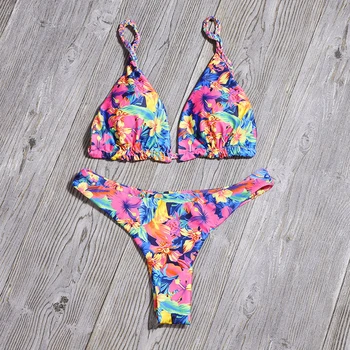 

Sexy Solid Low Waist Bikini Set Women Print Hollow Bathing Suit Swimwear Brazilian Swimsuit Bandage Bikinis Beachwear Biquini