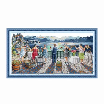 

Leisure Life Joy Sunday Cross Stitch Kit Stamped 14ct 11ct Count Print Canvas Stitches Fabric Embroidery DIY Handmade Needlework