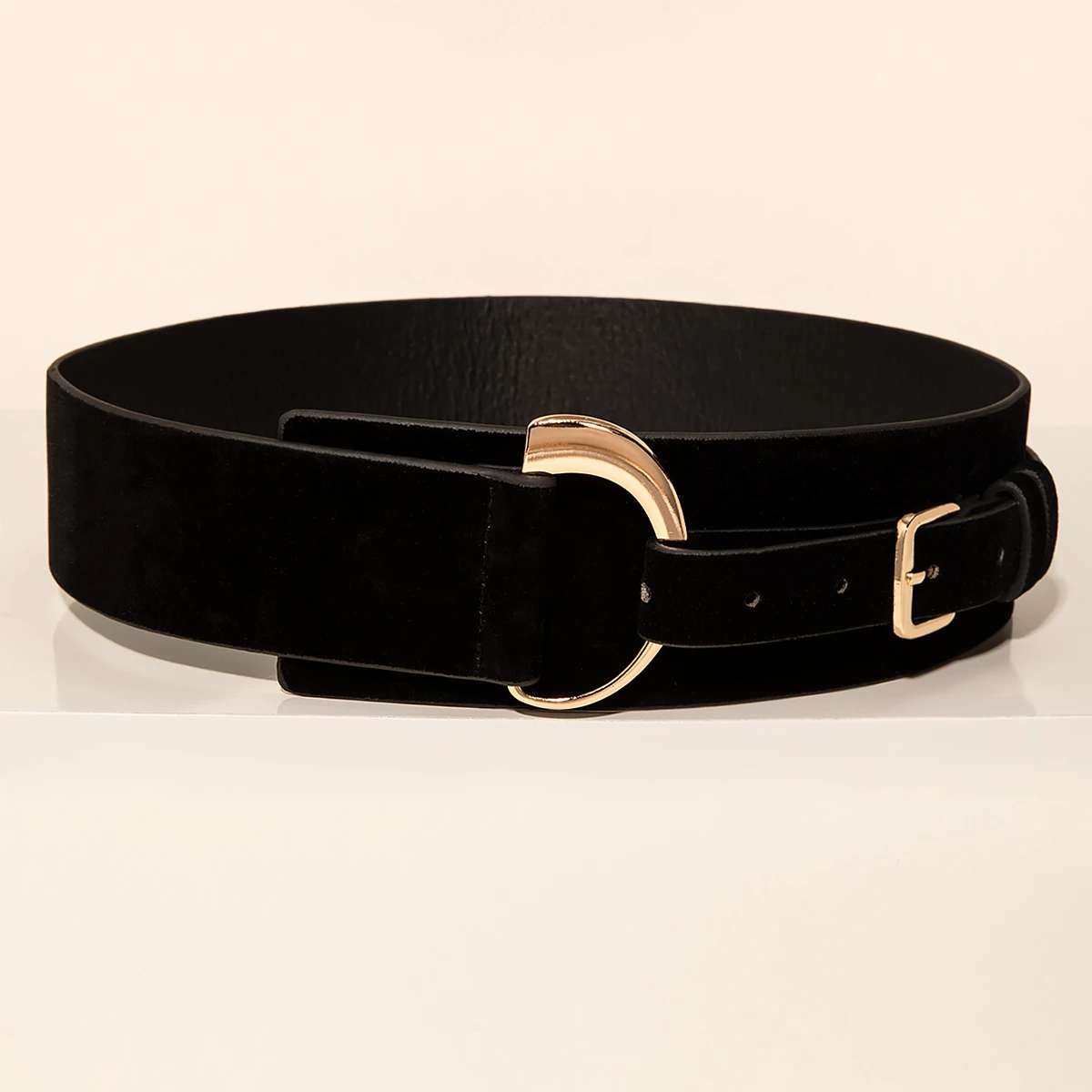 Suede Women PU Black Corset Belts 2021 Winter New Fashion Elastic Waist Cincher Belt with Golden Alloy D Buckle Waist Belt women's belts