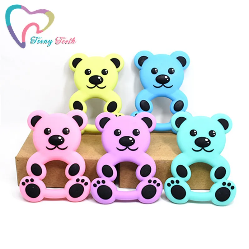 

1 PC Cartoon Bear Baby Teether Silicone Teething Nursing Toys Chew Charms Infants DIY Necklace Pendant BPA Free Bear Pendant