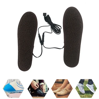 

Men Women Artificial Cashmere Washable USB Charging Constant Temperature Insoles Shoe Pads Safe Black Electric Heated Reusable
