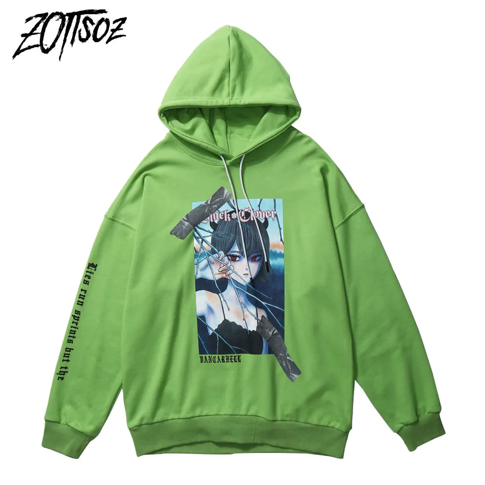 

Punk Rock Hooded Hoodies Japanese Anime Cartoon Girl Print Sweatshirts Streetwear Hip Hop Men Women Hipster Casual Harajuku Tops