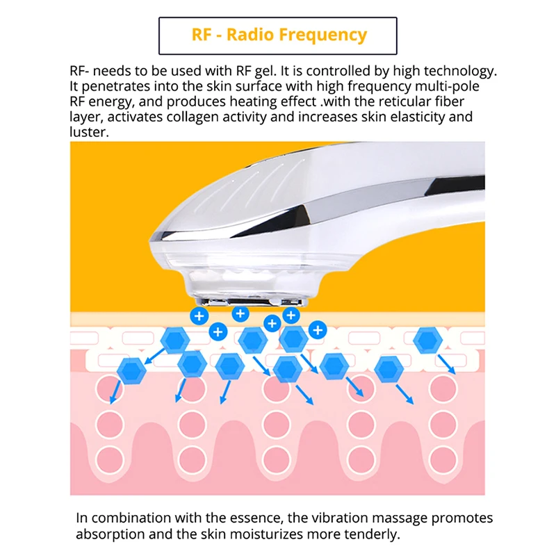  LED RF Photon Therapy Facial Skin Lifting Rejuvenation Vibration Device Machine Face EMS Ion Microc
