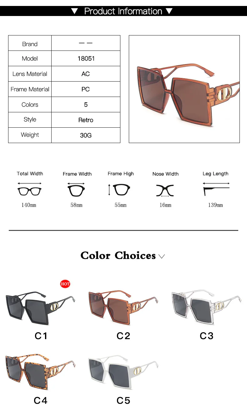 FOOSCK 2021 Square Oversized Sunglasses Women Luxury Brand New Designer Gradient Sun Glasses Big Frame Vintage Eyewear UV400 sunglasses for women