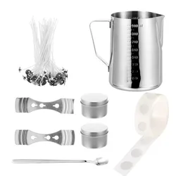 Candle Making Kit with Pouring Pot, Wicks, Stickers, and Fixator for DIY Handmade Wax Candles (550ml Suit)