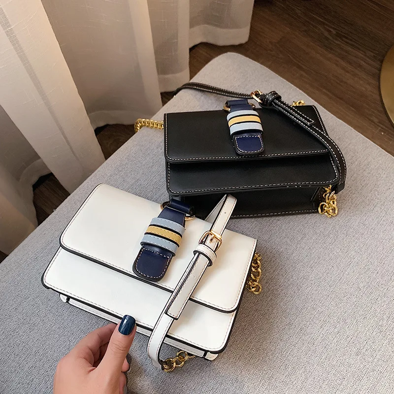 

Women Handbag 2019 New Contrast Color Simple Lock Buckle Crossbody Shoulder Bag Korean Fashion Ladies Small Square Messenger Bag