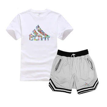 

Summer men's sports and leisure T-shirt + shorts suit men's summer 2 new sportswear + shorts suit beach men's casual sports suit