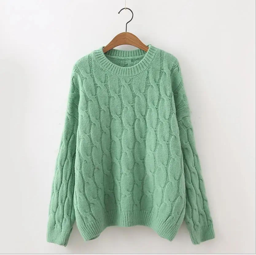 Baharcelin женские зимние вязаные свитера-пуловеры Повседневный свободный свитер со жгутами топы теплый толстый джемпер Топы
