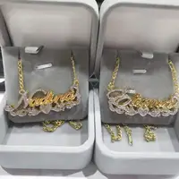 3D Necklace Hip Hop Custom Necklaces Double Color Custom Name Necklace Name Personalized Double Gold Plated Nameplate  Christmas