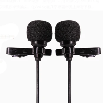 

Vocal Omnidirectional Microphone Condenser Phone Outdoor Video Dual Head Interview Lavalier Recording Mic Lapel Accessories