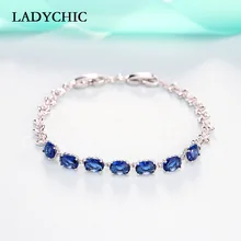 LADYCHIC Королевский браслет из голубых кристаллов для свадебной вечеринки модный шарм 7 шт. Циркон Белое золото ювелирные женские браслеты подарок LB1005