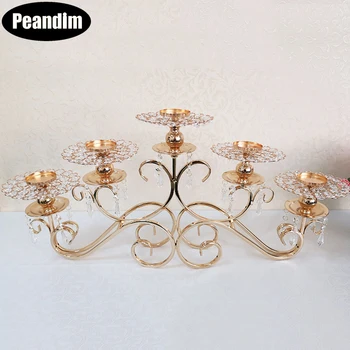 

PEANDIM 5 Arms Candle Holders Romantic Wedding Decor Crystal Candlestick Party Table Centerpieces Candelabra Home Votive Holder