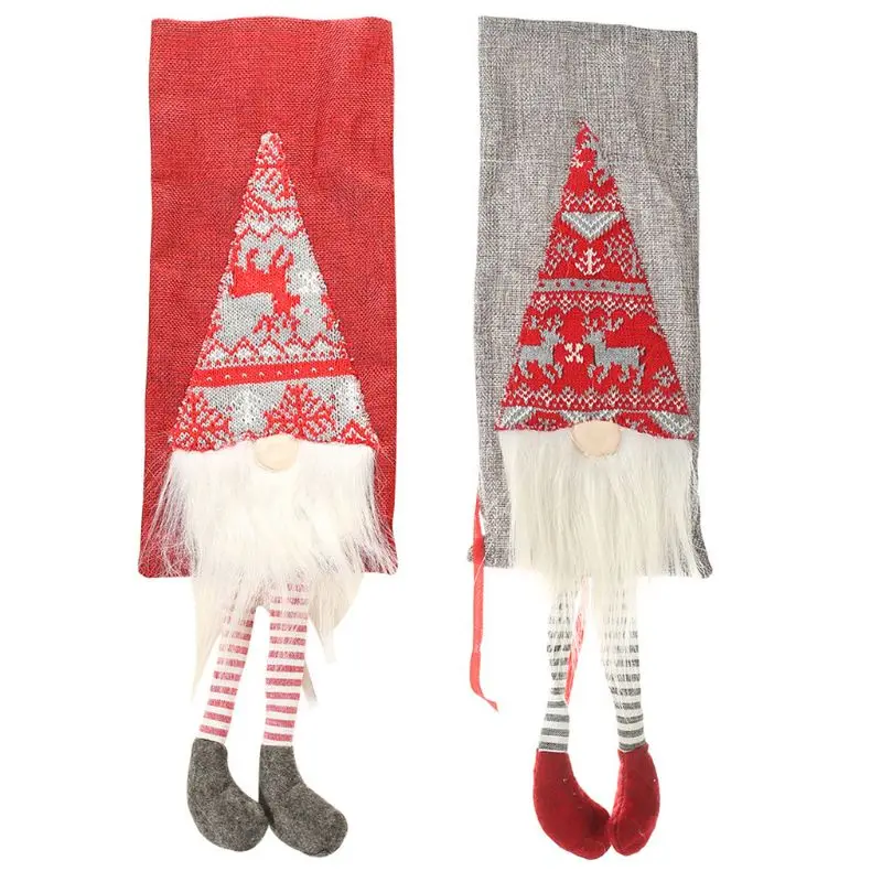 

Christmas Swedish Gnome Santa Red Wine Bottle Cap Cover Holder Home Party Decor