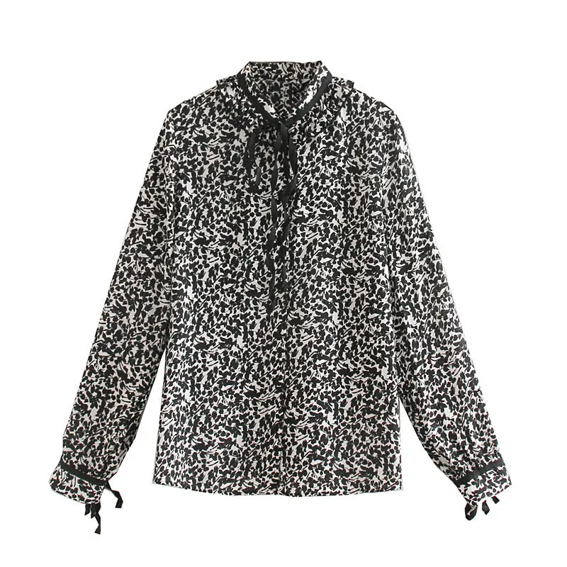 Женская Милая Кружевная Повседневная блуза с принтом рубашки Офисная одежда