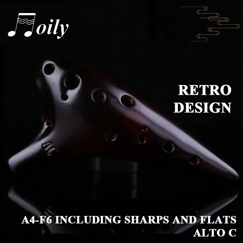 12 отверстий керамический Ocarina Alto C копченая горящая флейта в стиле подводной