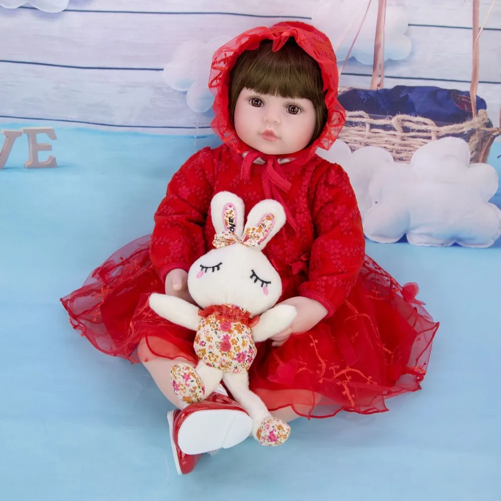 Прекрасное возрождение кукла bebe для маленьких девочек 2" 60 см красное платье принцессы силиконовые виниловые Детские куклы игрушки для детей подарок