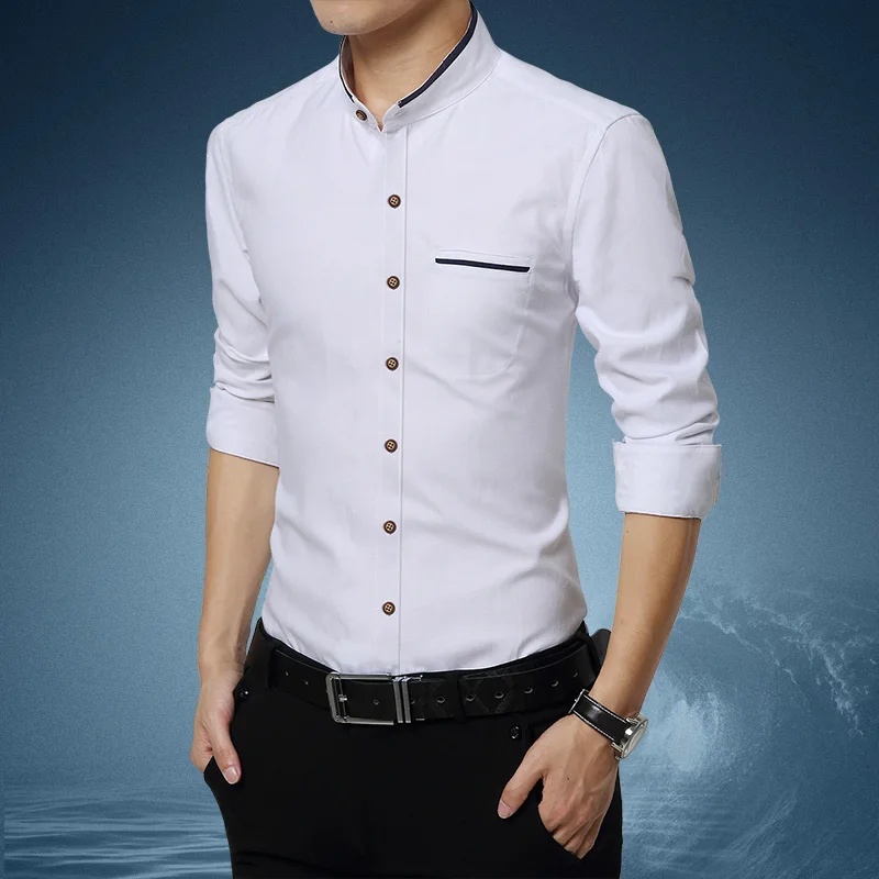 Shirts Mens Stand Collar Shirt 