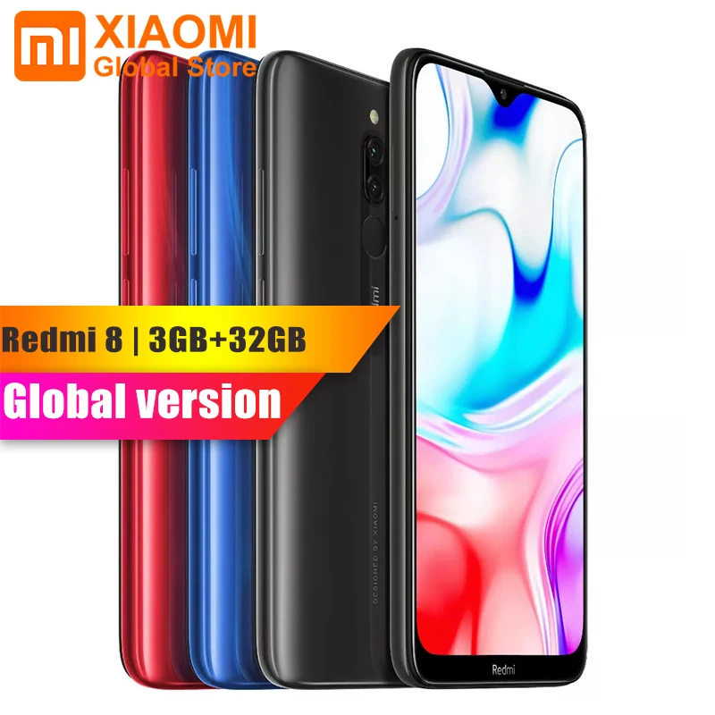 Оригинал, новая глобальная версия, Xiaomi Redmi 8, 3 Гб ОЗУ, 32 Гб ПЗУ, 6,21 “мобильный телефон, Восьмиядерный процессор Snapdragon 439, 12 МП, двойная камера