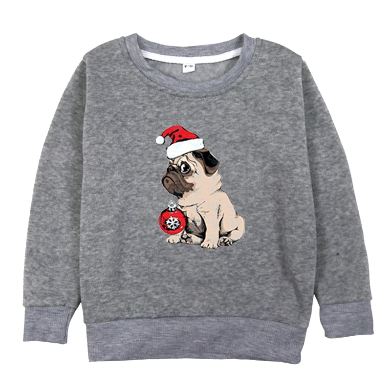 

Casual Spring Autumn Kids Long Sleeve T-Shirts Baby Boys New Christmas Pug Dogs Sweatshirt Toddler Girls Shirt Children Clothes