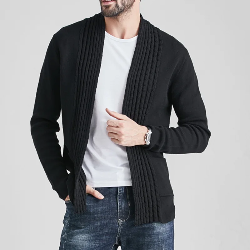 Winter Autumn Casual Solid Color Cardigans Men Long Sleeve Sweater Coat With Pocket Coats Men Knitted Jacket Winter Autumn Casual Solid Color Cardigans Men Long Sleeve Sweater Coat With Pocket Coats Men Knitted Jacket