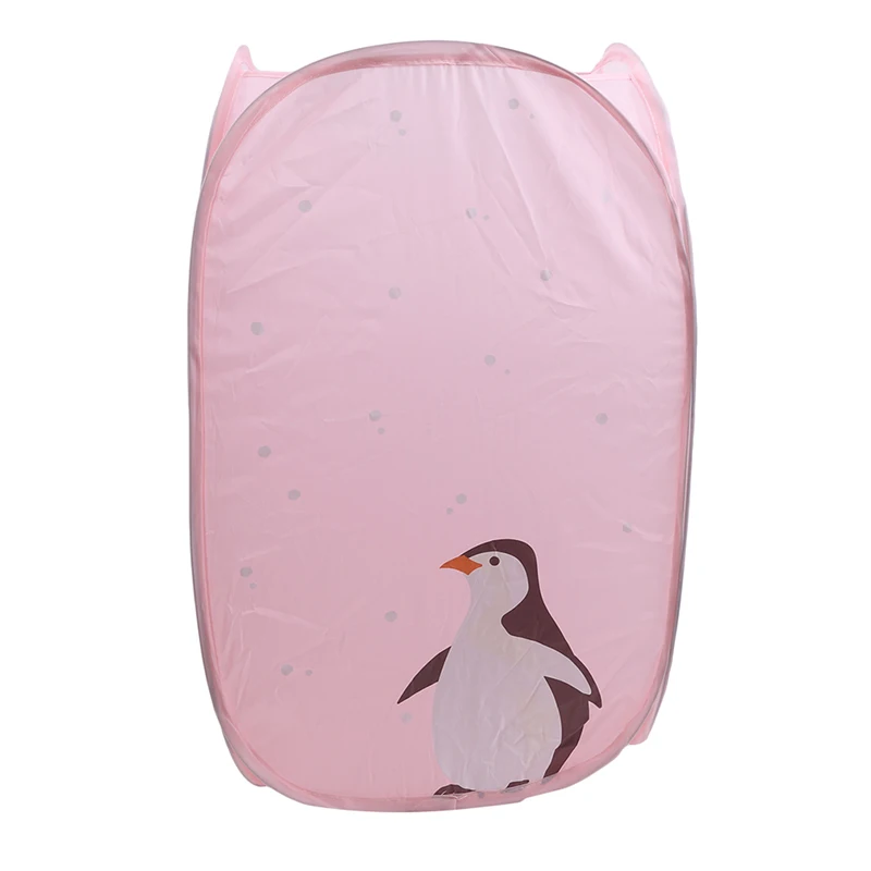pink Складные мешки для белья, сетчатые корзины для стирки одежды, детские игрушки, коробка для хранения мелочей, Пингвин для домашнего хранения - Цвет: pink