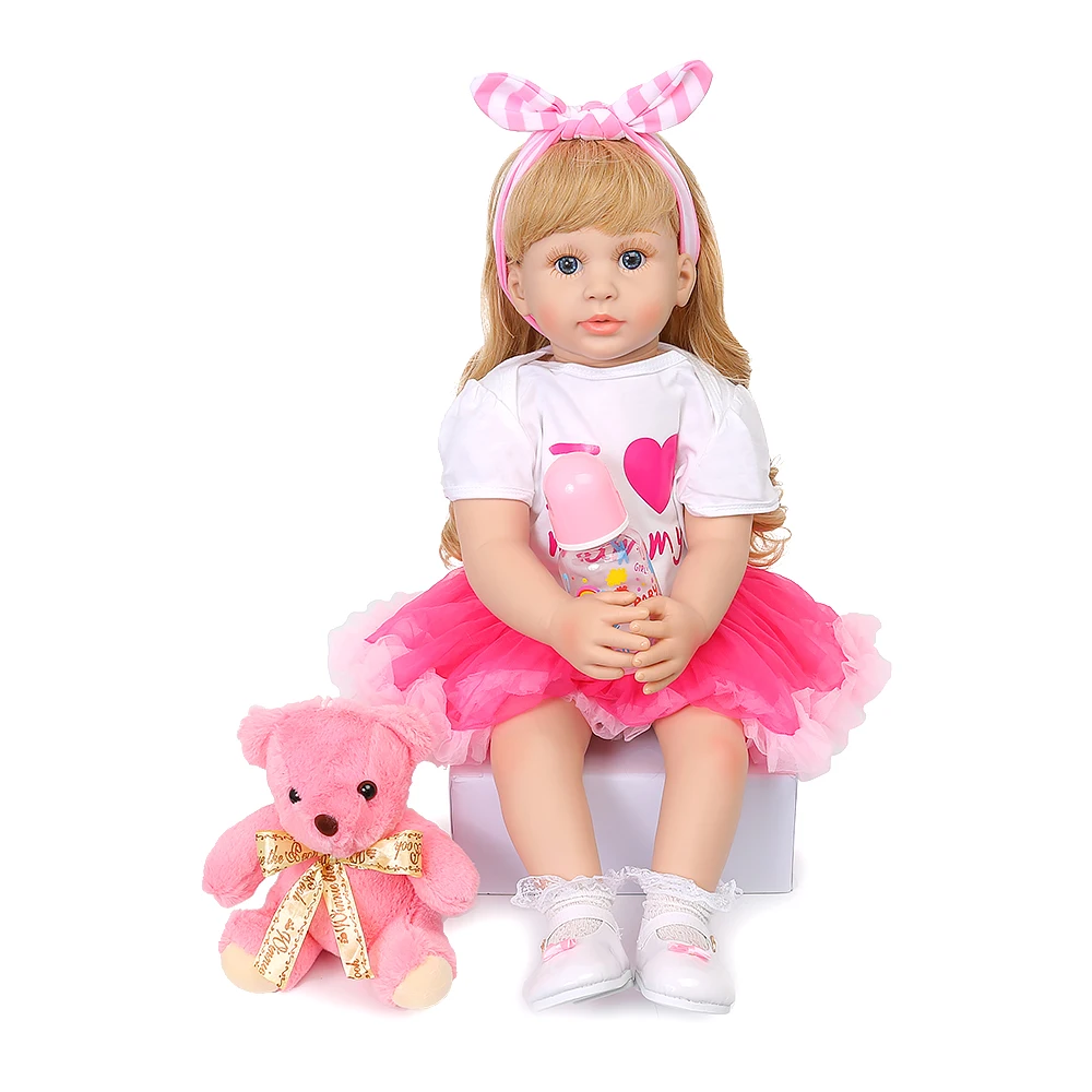 Мода Reborn Baby куклы с розовым платьем прекрасный 60 см Новорожденные куклы Младенцы как живые реалистичные силиконовые малыша Bonecas Рождественский подарок