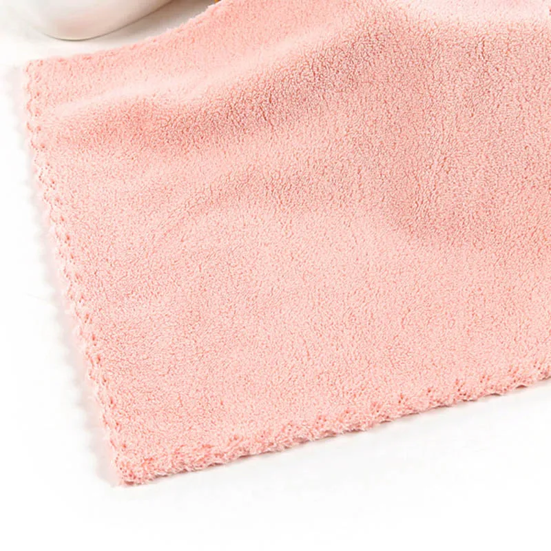 pink Высокая плотность кораллового бархата 25*25 см маленькое квадратное полотенце для рук полотенце из микрофибры детская мочалка 25*50 см - Color: pink