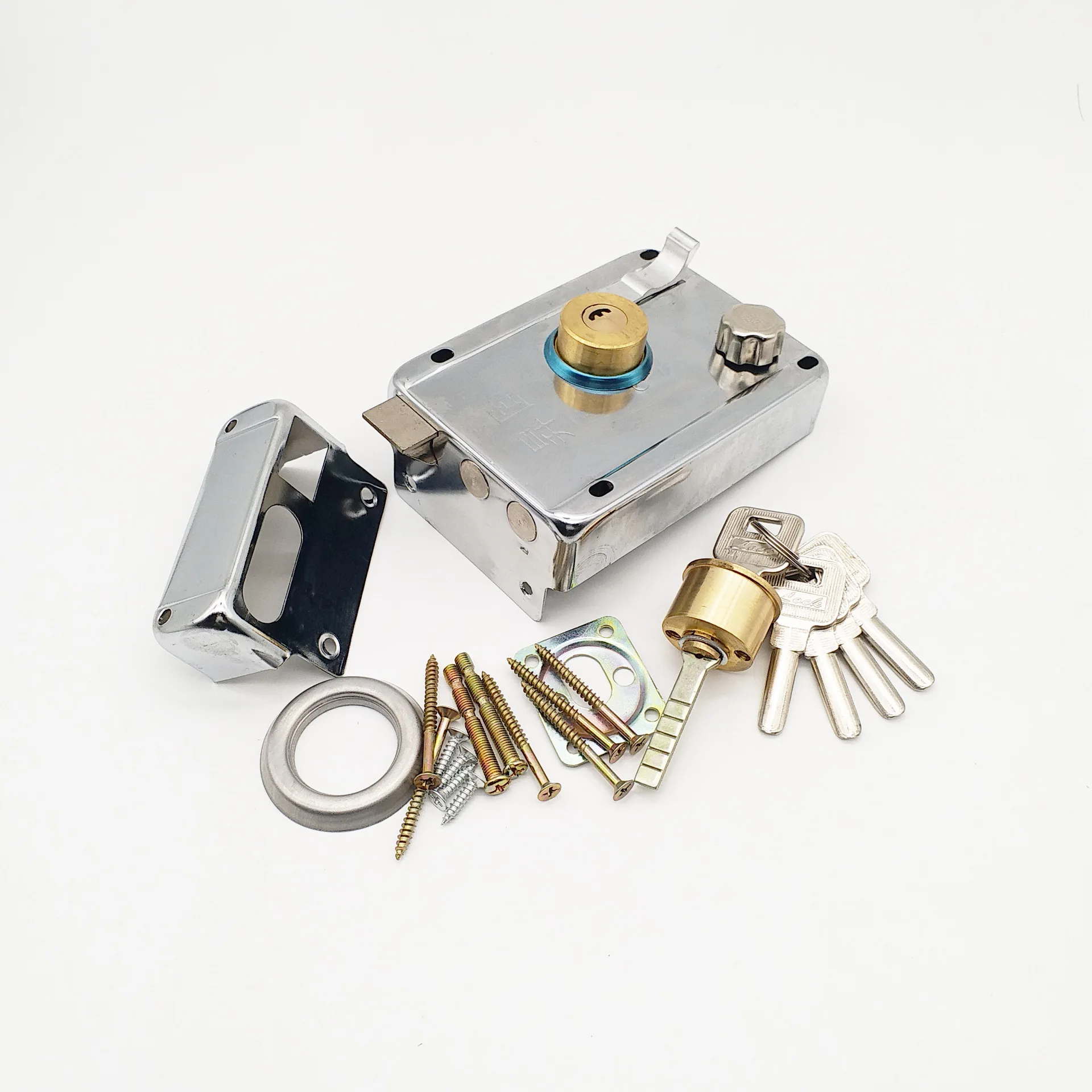 

Security Door Exterior Lock Copper Crescent Spoon Anti-Theft Lock Exterior Door Lock che ku suo